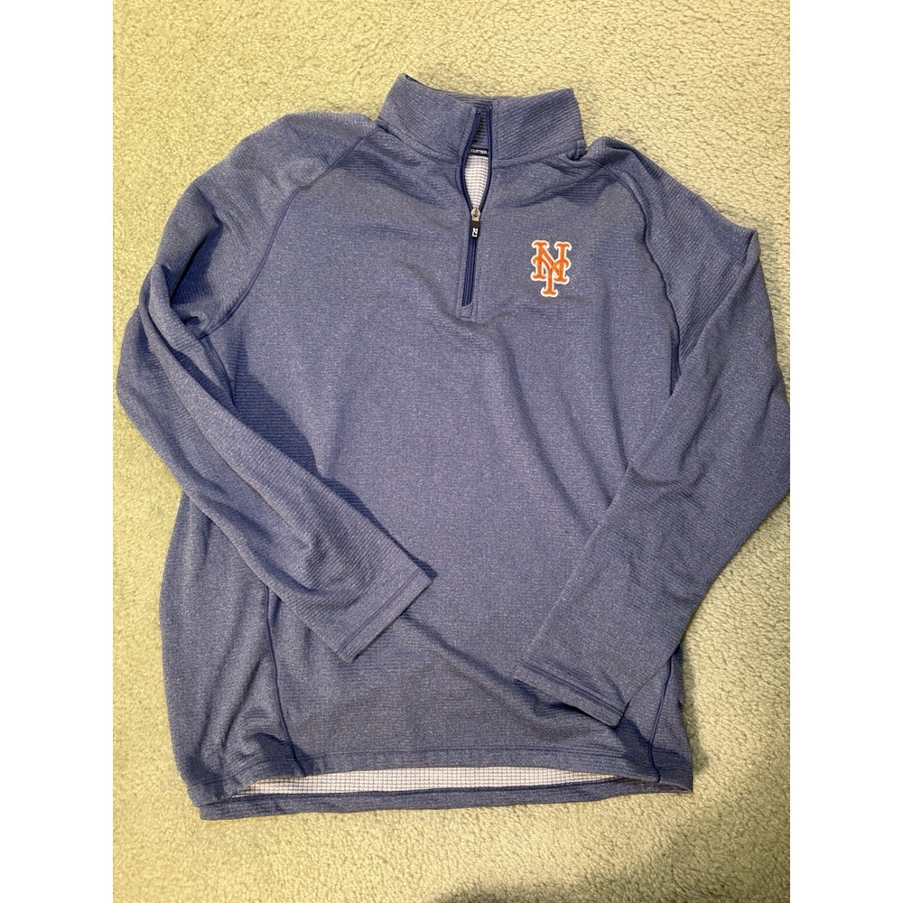 Cutter and Buck NY Mets Men's Peshastin Eco Fleece Half Zip Pullover size L